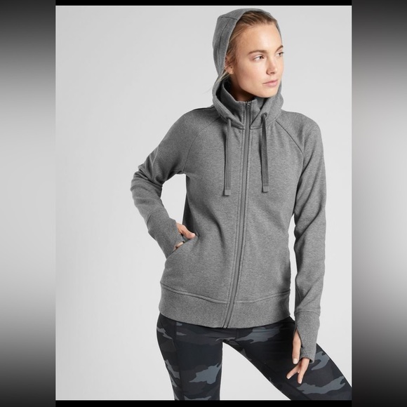 Athleta Tops Athleta Triumph Hoodie Gray Womens Large Full Zip